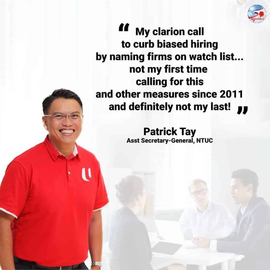 sgmatters.com patrick tay to mom disclose names of companies on watchlist to weed out biased recruitment practices patrick tay to mom disclose names of companies on watchlist to weed out biased recrui