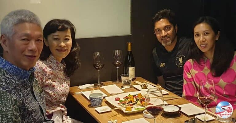 Sudhir Vadaketh and wife having dinner with Lee Hsien Yang and Lee Suet Fern