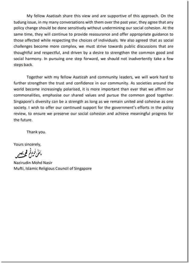 Dr Nazirudin Nasir Mufti Singapore Letter to PM Lee Hsien Loong - Page 2