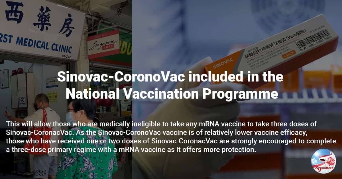 Sinovac-CoronoVac included in the National Vaccination Programme